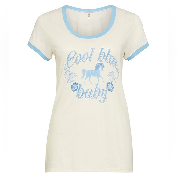 EUC Spell & the Gypsy Collective White Cool Blue Baby Tee - Picture 5 of 16